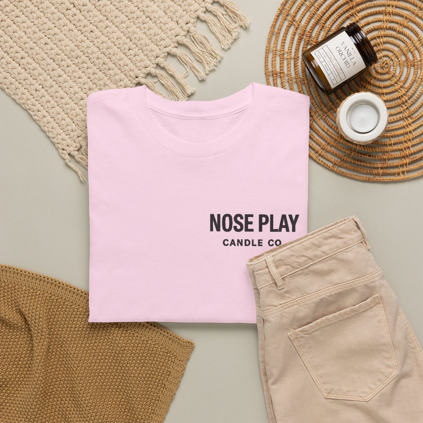 NOSE PLAY Candle CO Tee — “Where Every Scent Tells a Story” Graphic T-Shirt