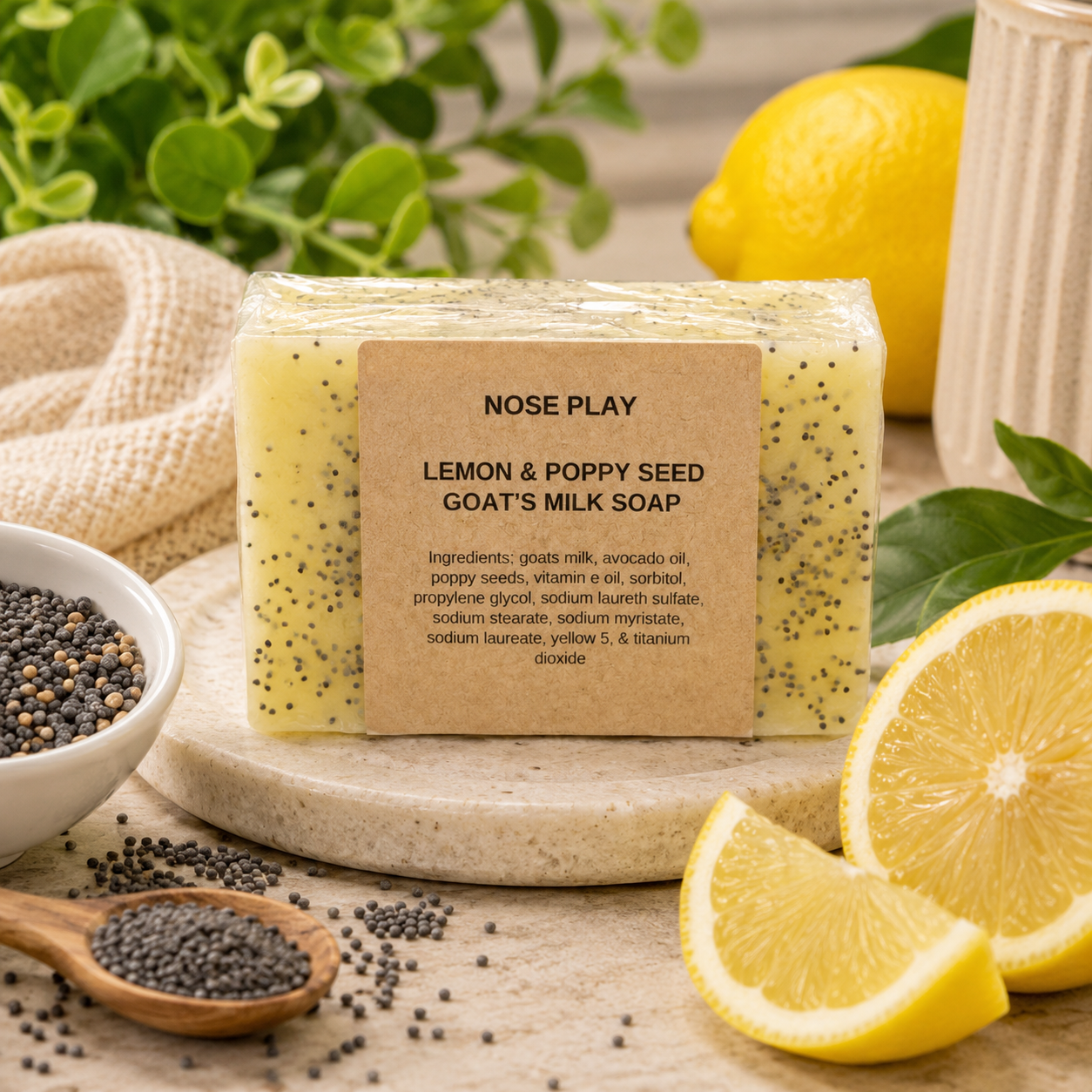 LEMON & POPPY SEED GOAT'S MILK BAR SOAP